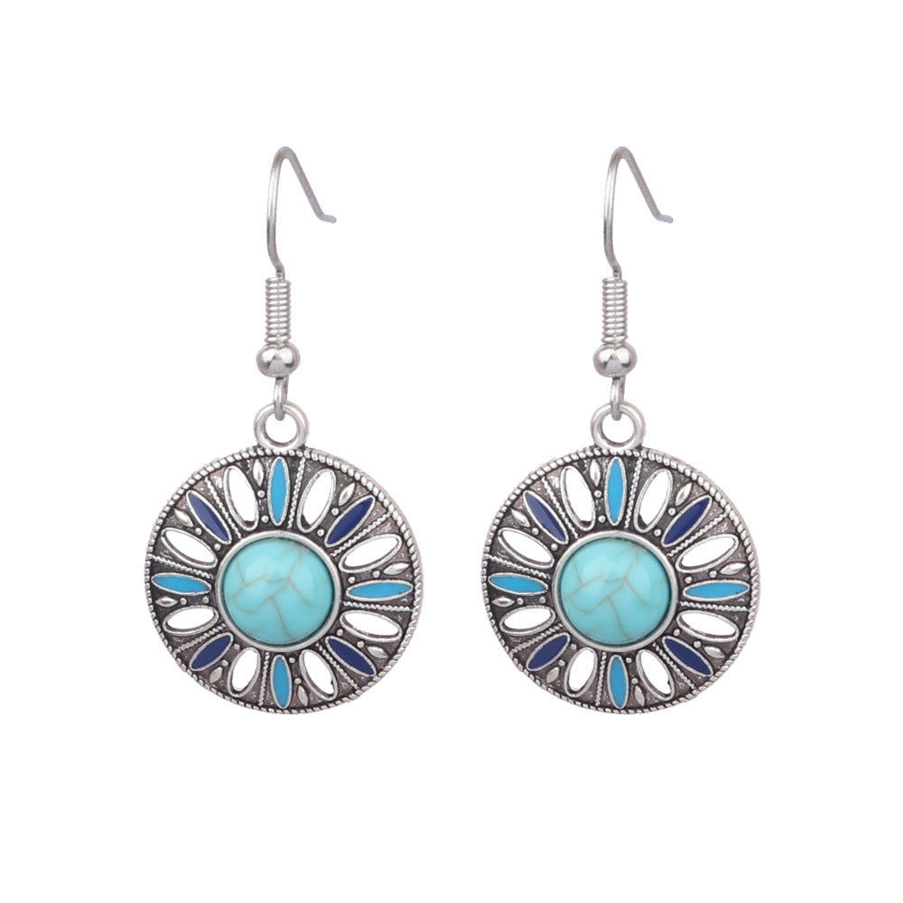 Wholesale Turquoise Bohemian Tassel Geometric Alloy Vintage Earrings
