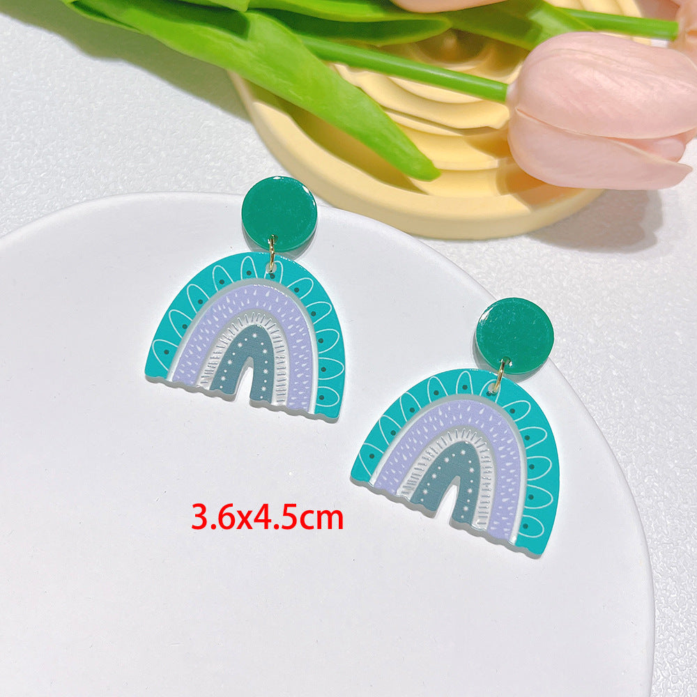 Wholesale St. Patrick's Day Irish Carnival Green Acrylic Glitter Clover Earrings