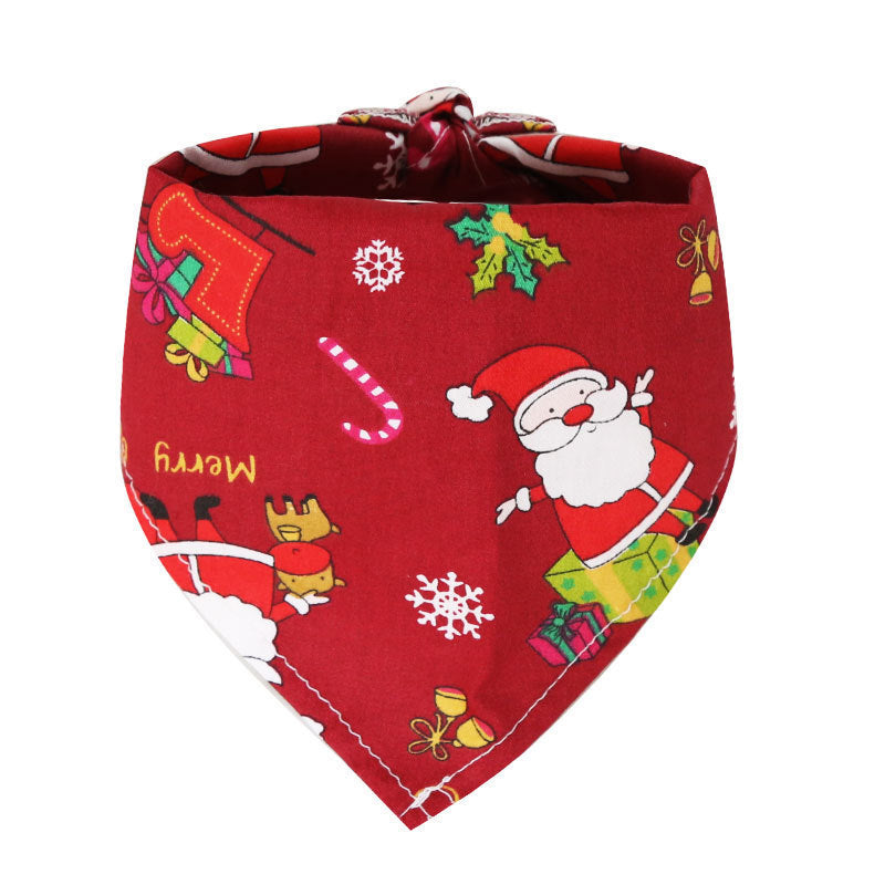 Wholesale Pet Large and Medium Dogs Dogs Cats Christmas Cotton Print Dress Triangular Bibs Decorative Bibs