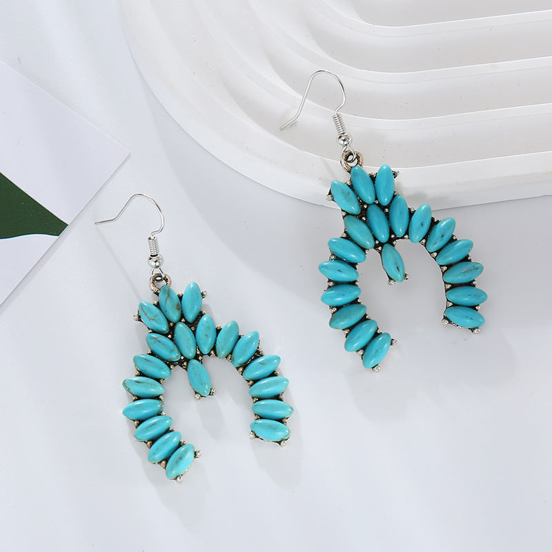 Wholesale Creative Colorful Turquoise Boho Ethnic Style Earrings