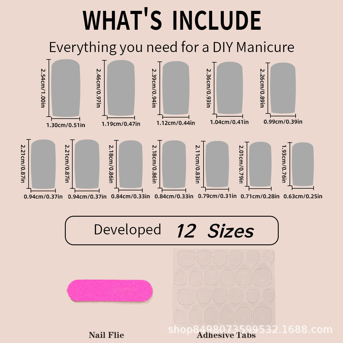 Wholesale Medium-length heart bow Press-on Nails