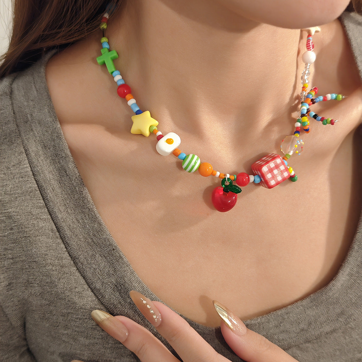 Wholesale Creative design macaron star beaded necklace