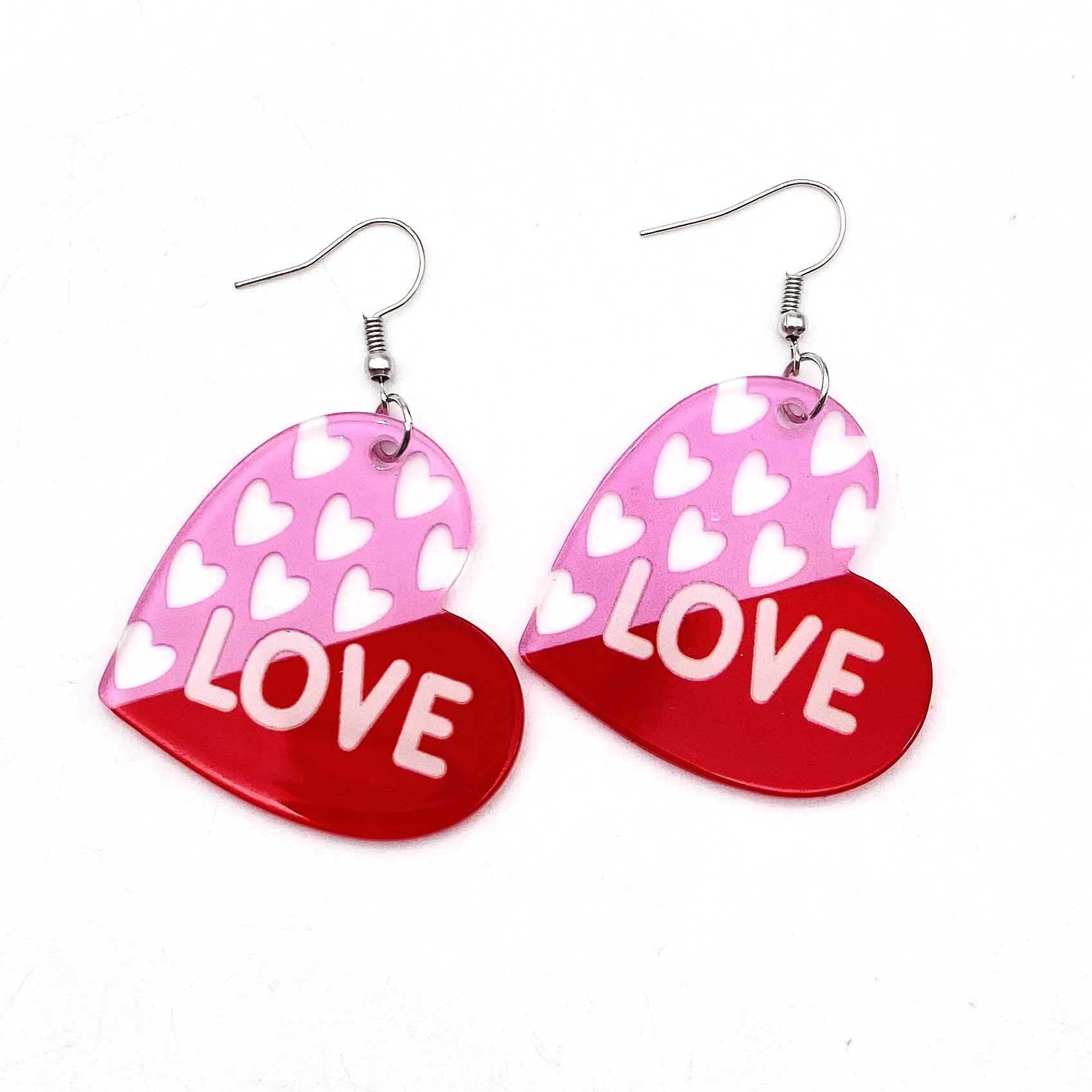 Wholesale Valentine's Day Pink Love Envelope Acrylic Earrings