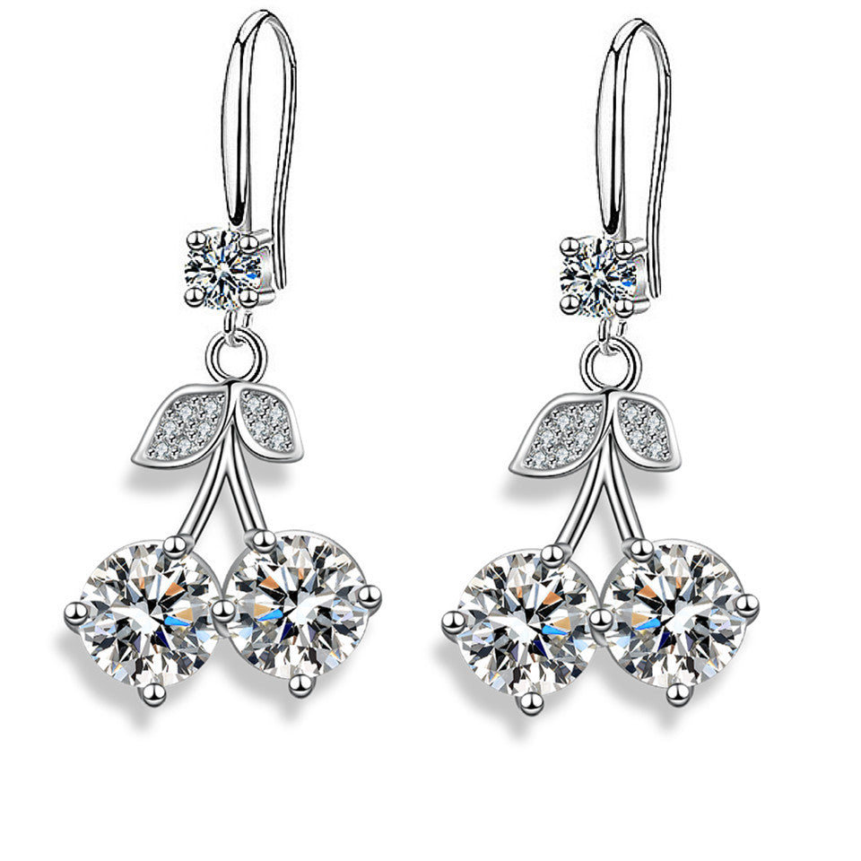 Wholesale Cherry inlaid medium length colored zircon earrings