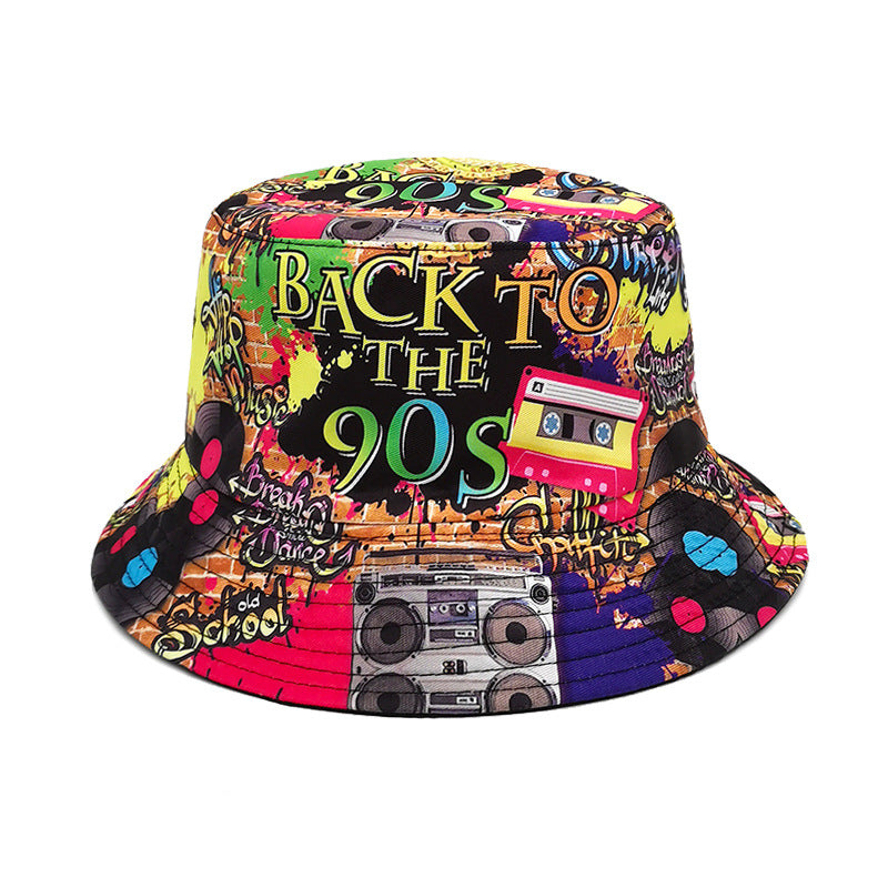 Wholesale Retro Nostalgic Tape Pattern Visor Fisherman Double-sided Hat
