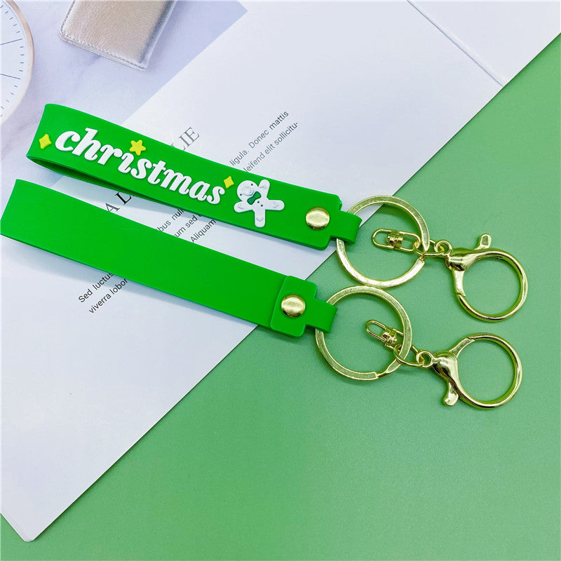 Llavero de cuerda de cuero de Navidad de 10pcs al por mayor de PVC