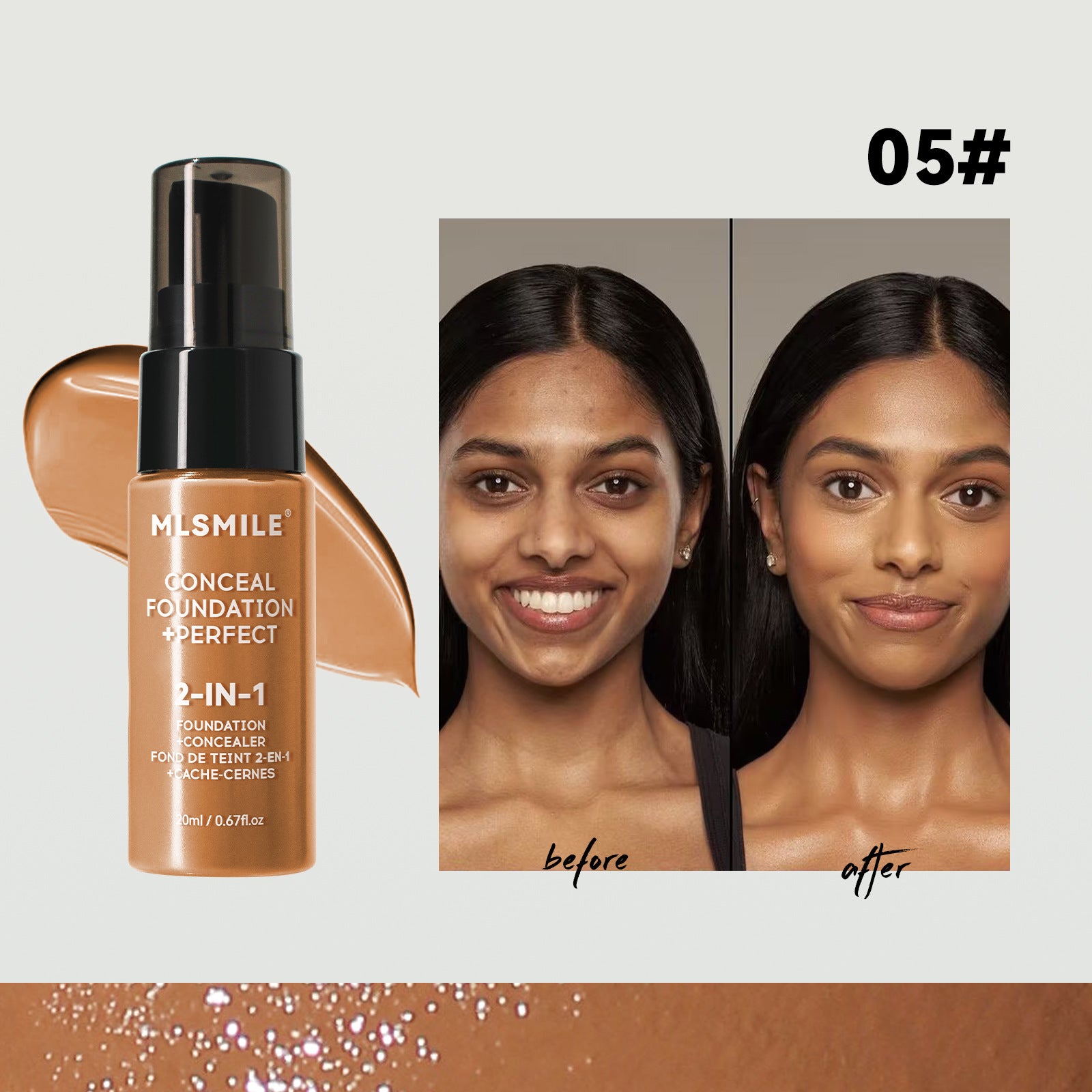 Wholesale MLSMILE Liquid Foundation Lasting Waterproof and Sweat-proof, Easy To Open The Oil Control Concealer Foundation
