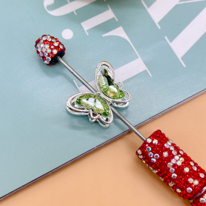 Wholesale 20pcs Alloy double-sided crystal zircon butterfly beads