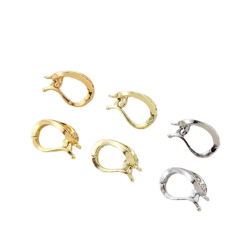Wholesale 5pcs/pack 14k Copper-clad Gold Inlaid Zirconium Open Pearl Buckle DIY Handmade Jewelry Accessories Material