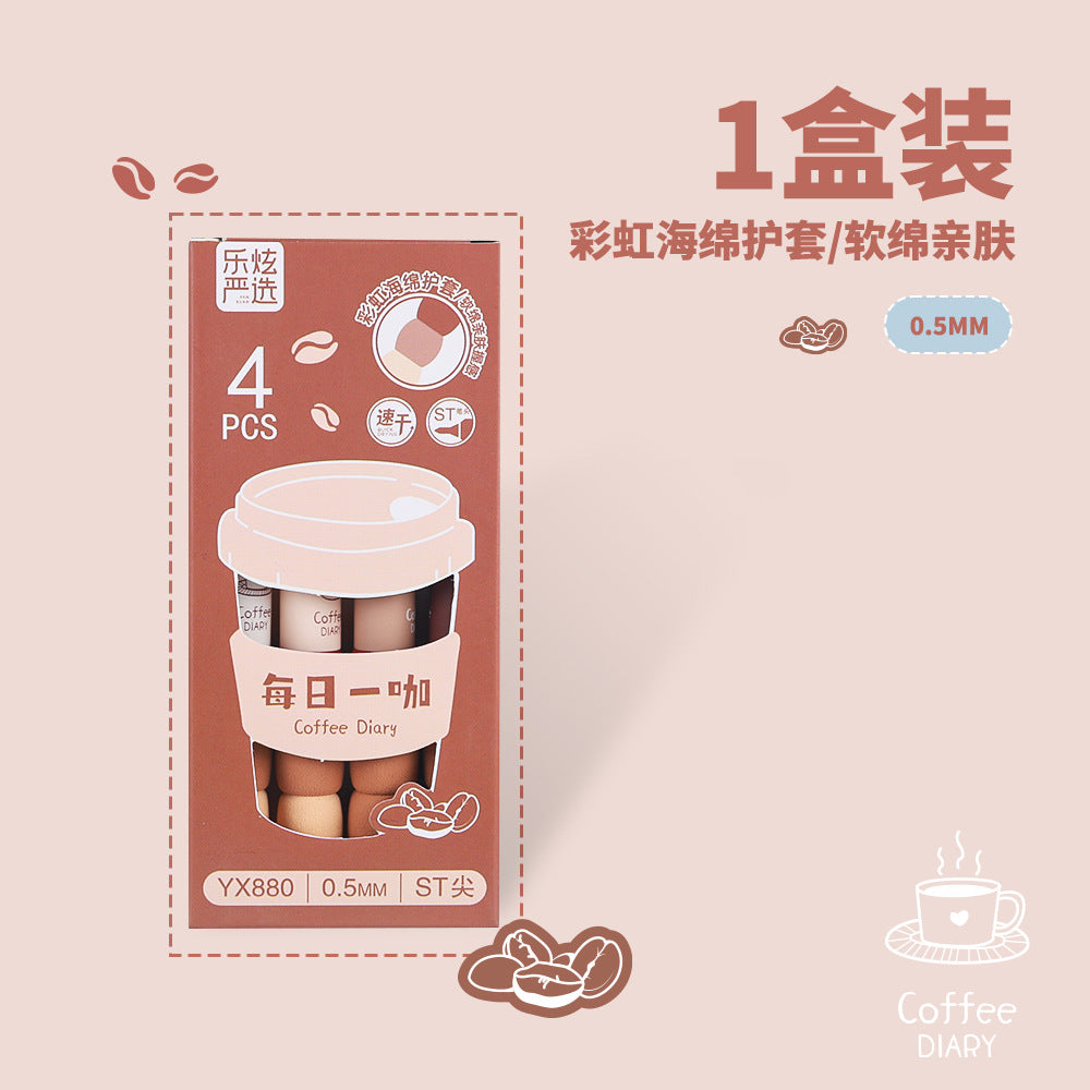 Wholesale 4pcs Quick-drying Rainbow Sponge Sheath Press Pen