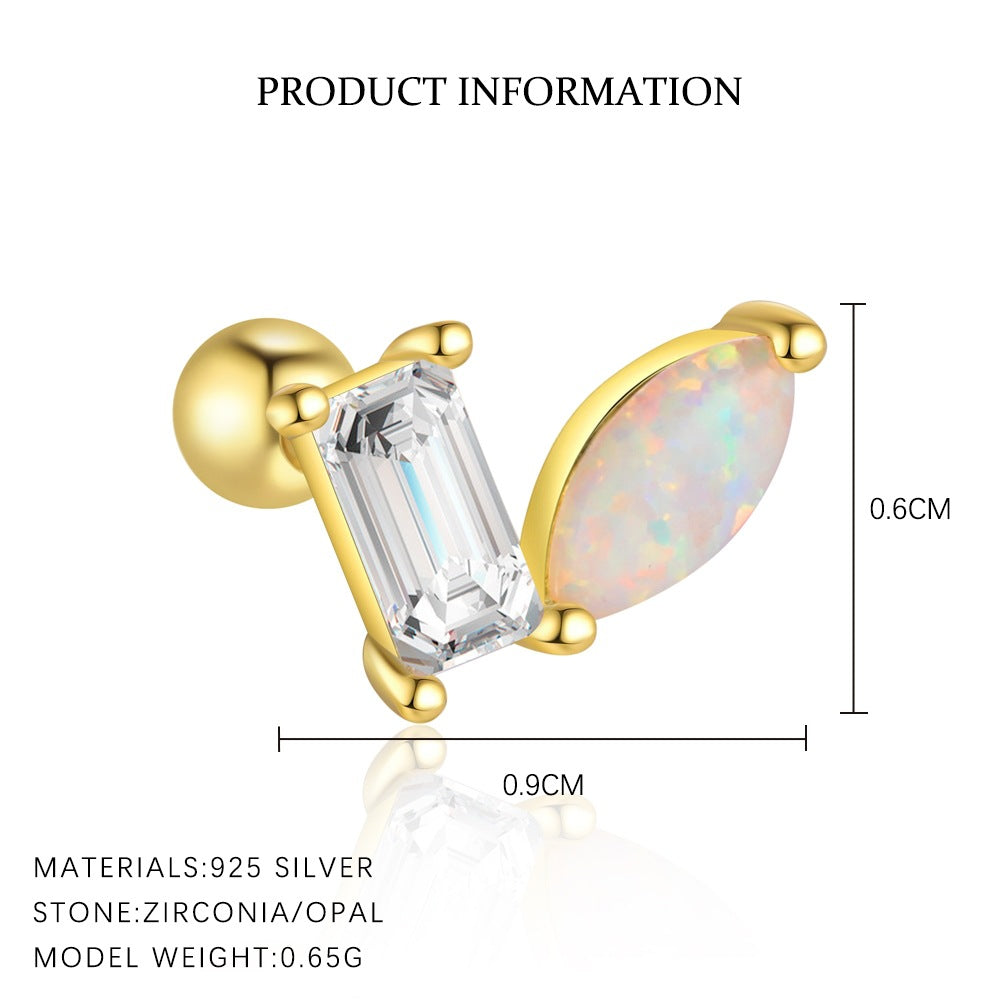 Wholesale Star Moon Zircon Round Head Earnail Ear Studs