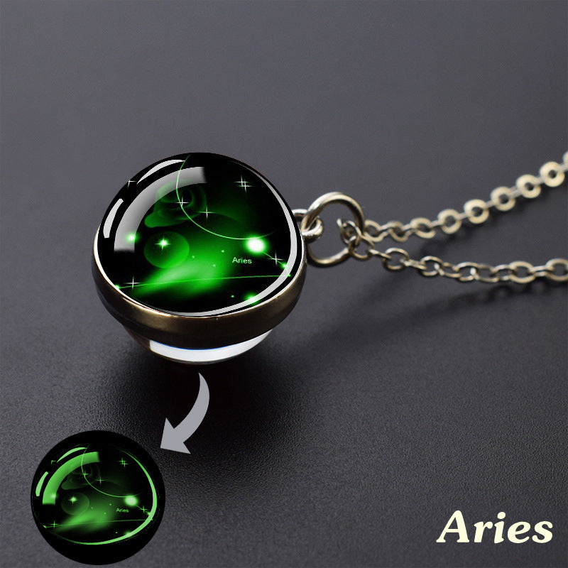 Wholesale Luminous Zodiac Starry Sky Glass Ball Necklace