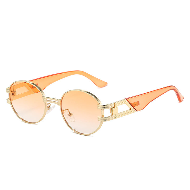 Wholesale Oval Retro Round Metal Fashion Versatile Sunglasses