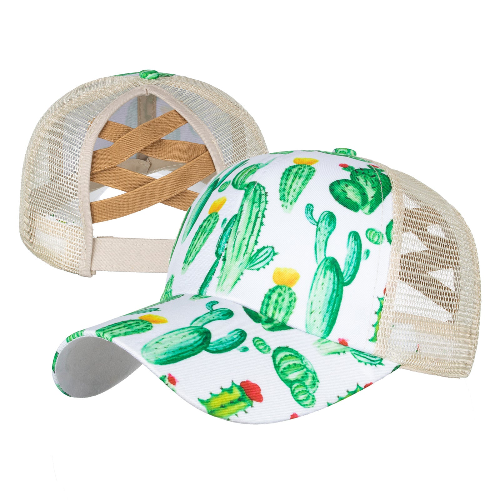 Wholesale Cotton Polyester Cross Ponytail Baseball Hats