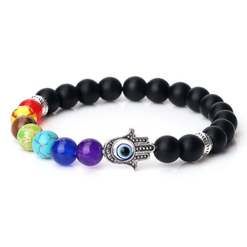 Wholesale Spaced Buddha Hand Alloy Spacer Eye String Colorful Stone Bracelet