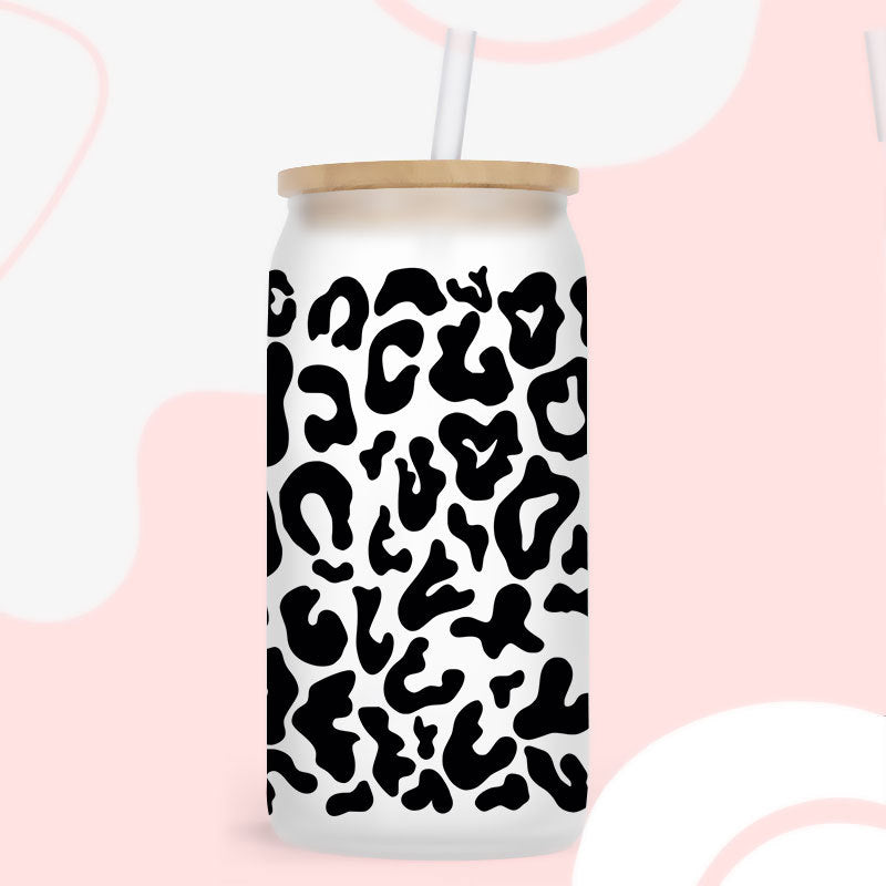 Wholesale Black and white cow pattern  16oz Cup UV DTF Wraps