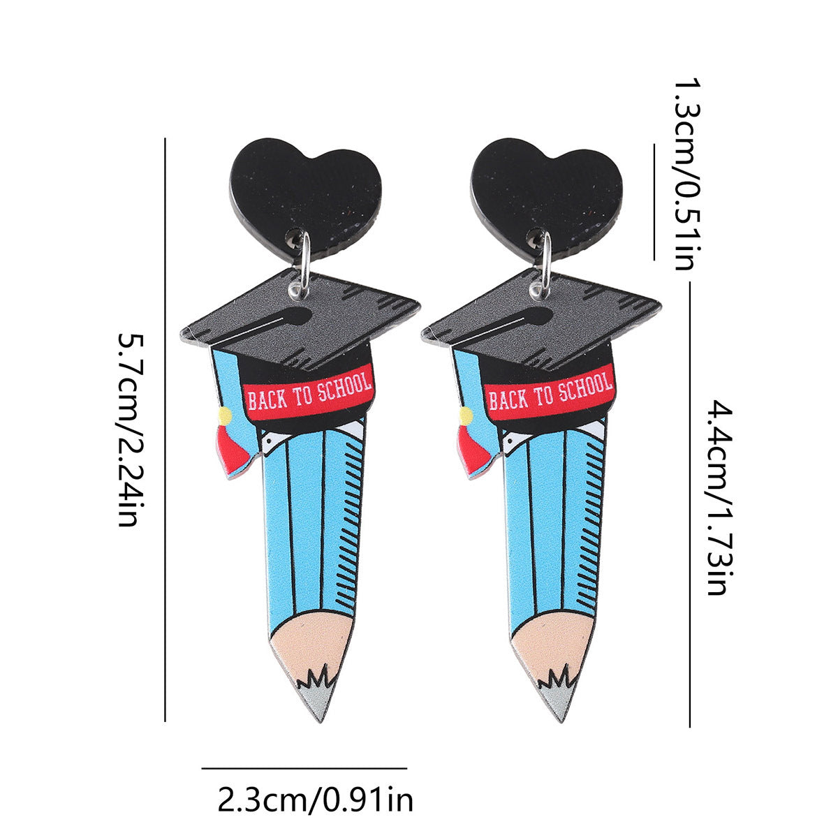 Acrylic pendant earrings for the graduation season of the school season