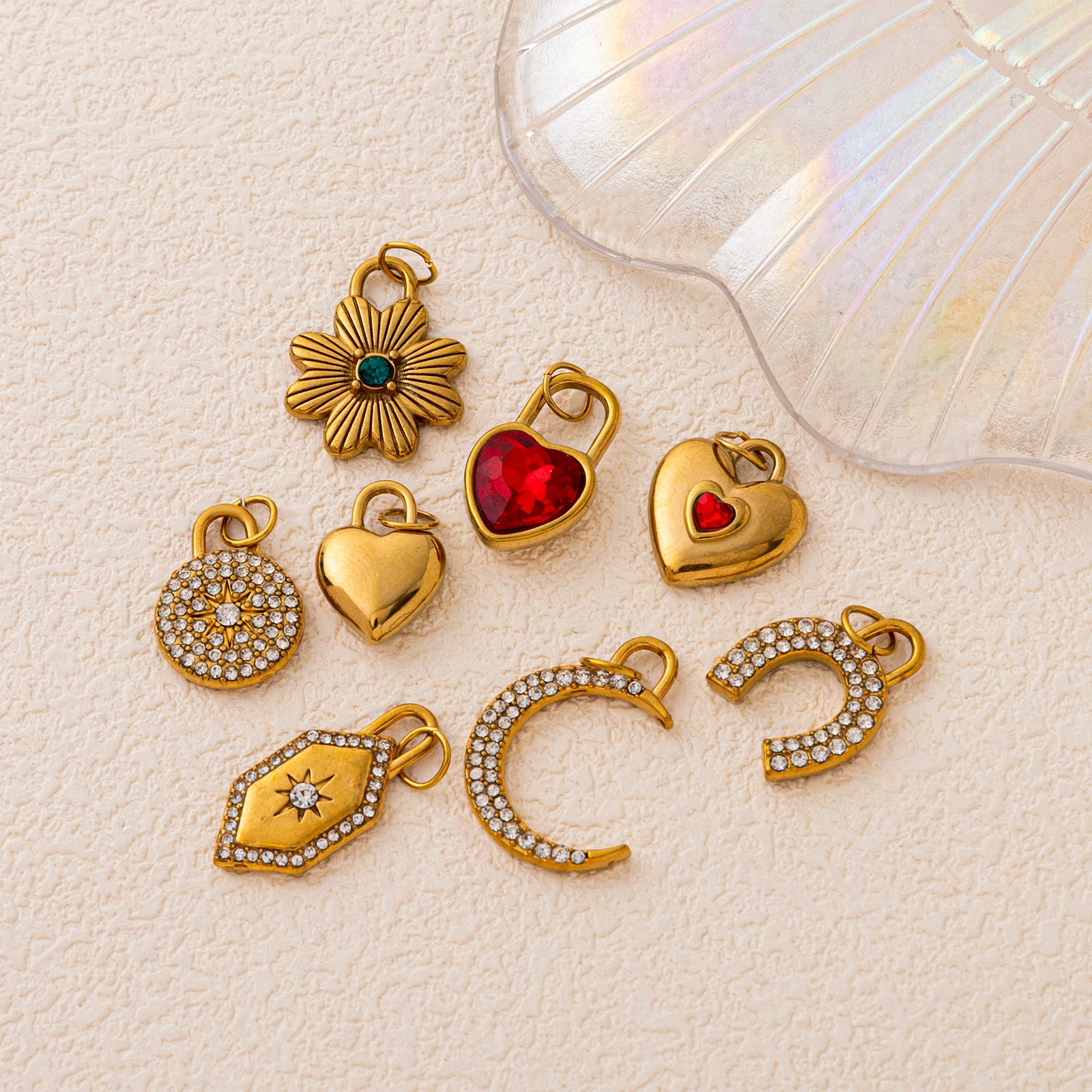 Wholesale Stainless steel heart-shaped zirconium inlaid multi style pendant