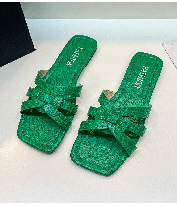 Wholesale Braided Flat Beach Slippers