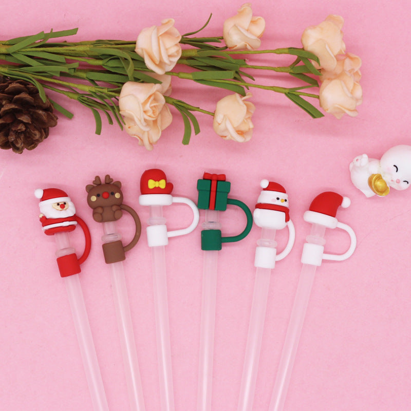 Wholesale Christmas 8MM Silicone Straw Caps