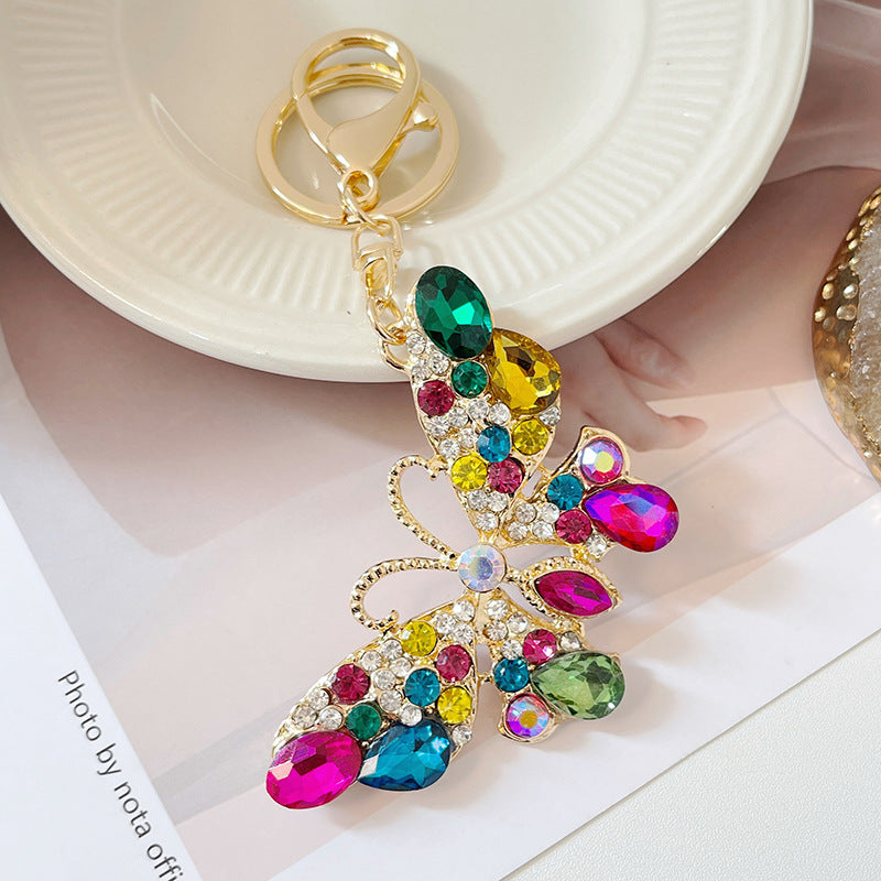 Wholesale Zinc Alloy Crystal Diamond Colorful Butterfly Keychain