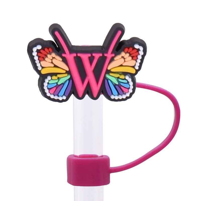 Wholesale  Random 100pcs/pack   Butterfly letter dustproof straw cover  Straw Tube Cap