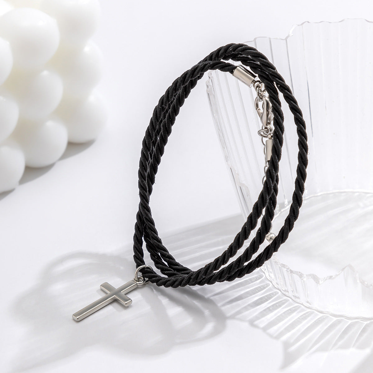 Wholesale Multi-layered braided cross bracelet for men