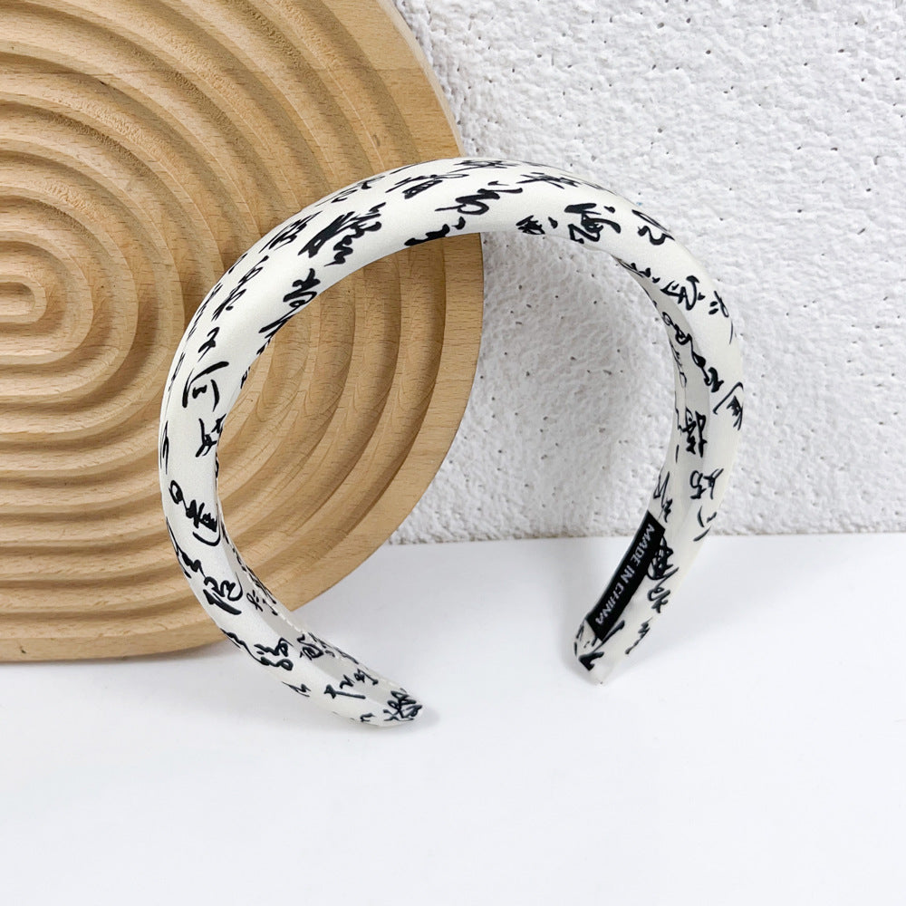 Wholesale Letter Ink Printing Wide Edge Fabric Headband