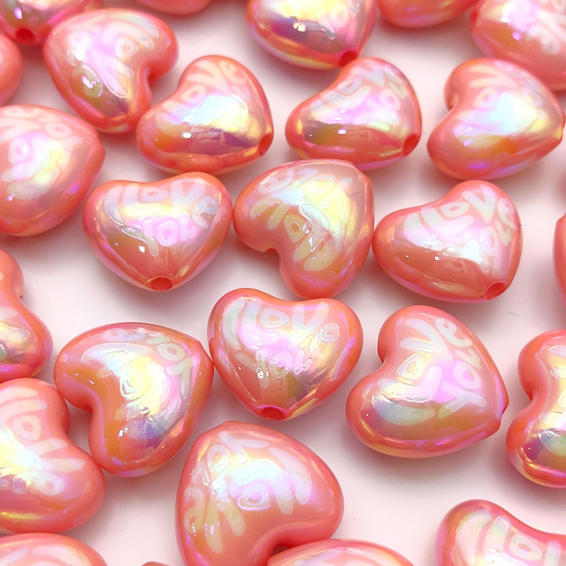 Wholesale   20pcs UV Color Plated  Printing English Love Acrylic Beads