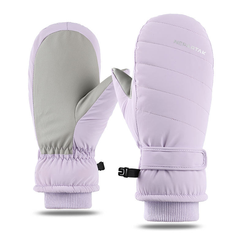 Wholesale Woven Fabric Waterproof Windproof Coldproof Thickened Plush Sports Riding Ski Mittens