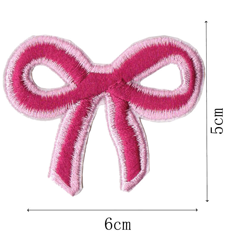 Wholesale Pink bow embroidery DIY Patches