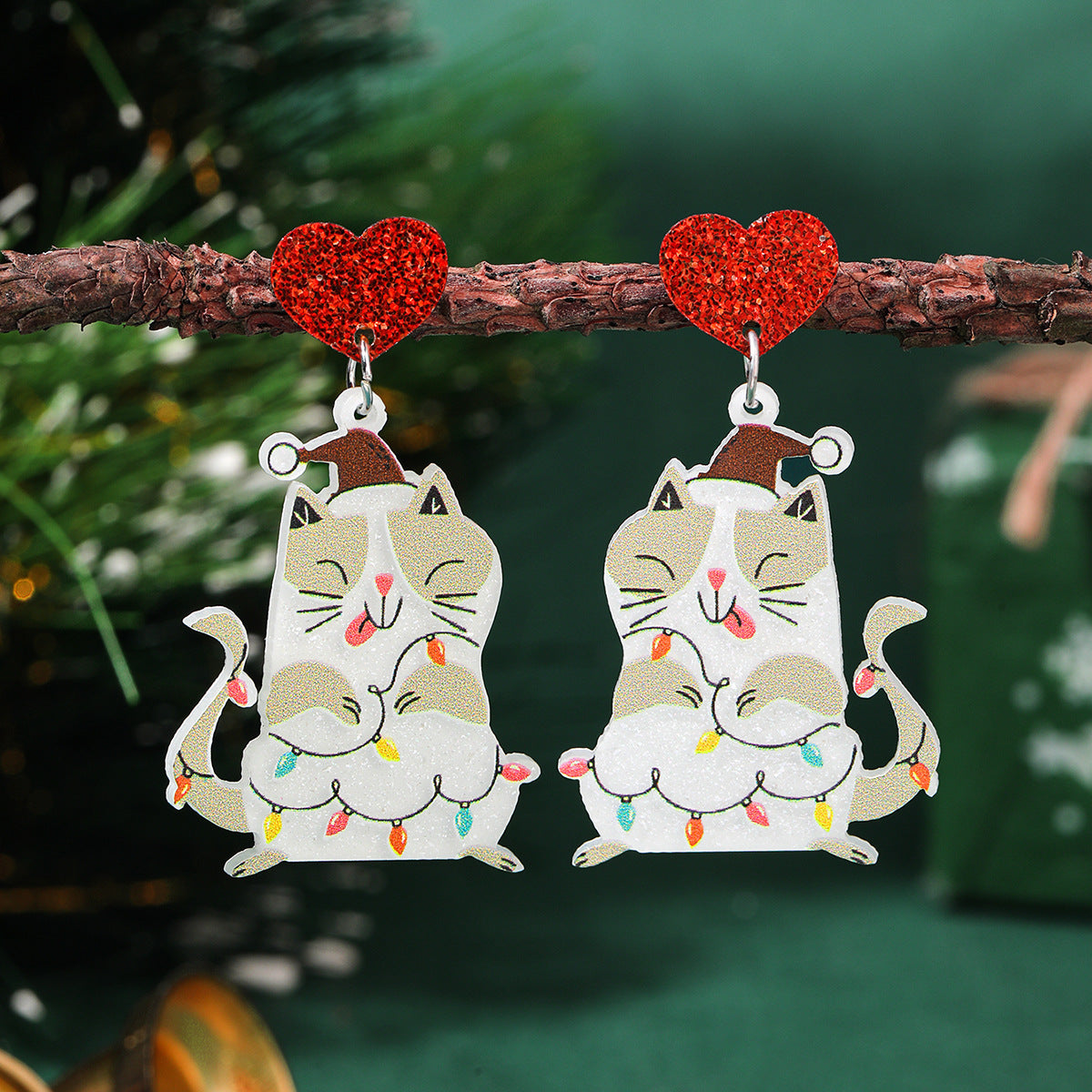 Wholesale Christmas tree earrings love acrylic Christmas ladies earrings