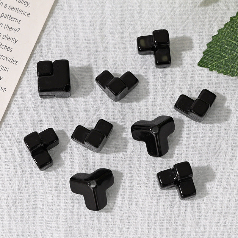 Wholesale  10pcs/pack Acrylic dopamine splicing oblique hole square stacking loose beads  Acrylic Beads