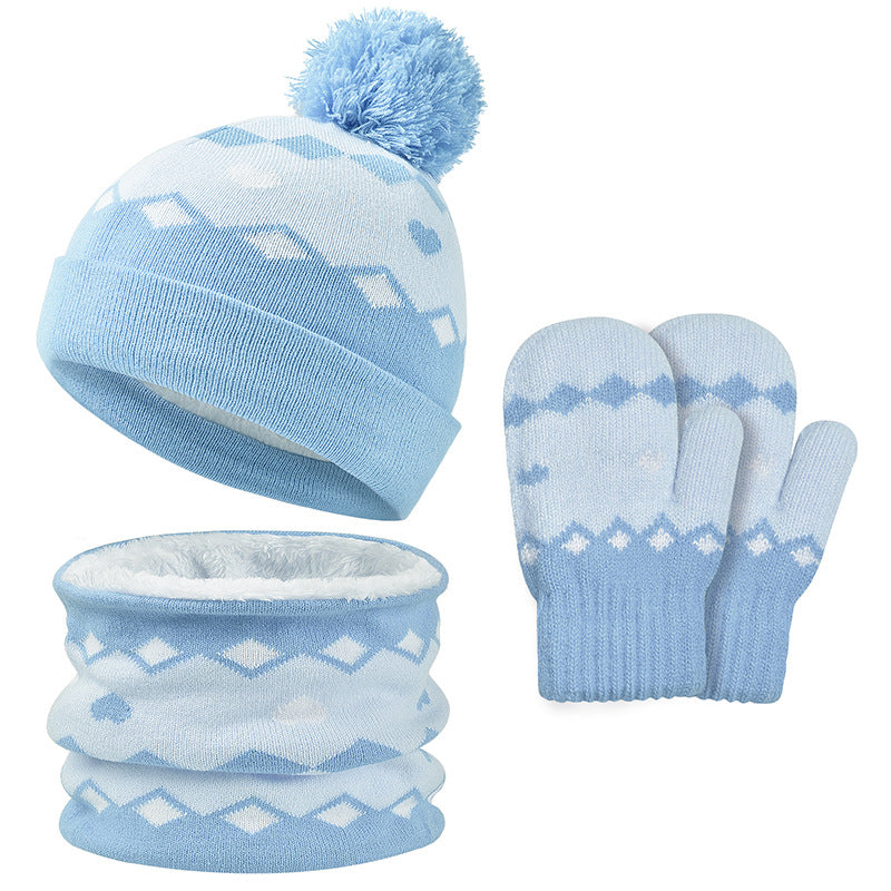 Wholesale Children's Winter Hat Knitted Woolen Scarf Gloves Set