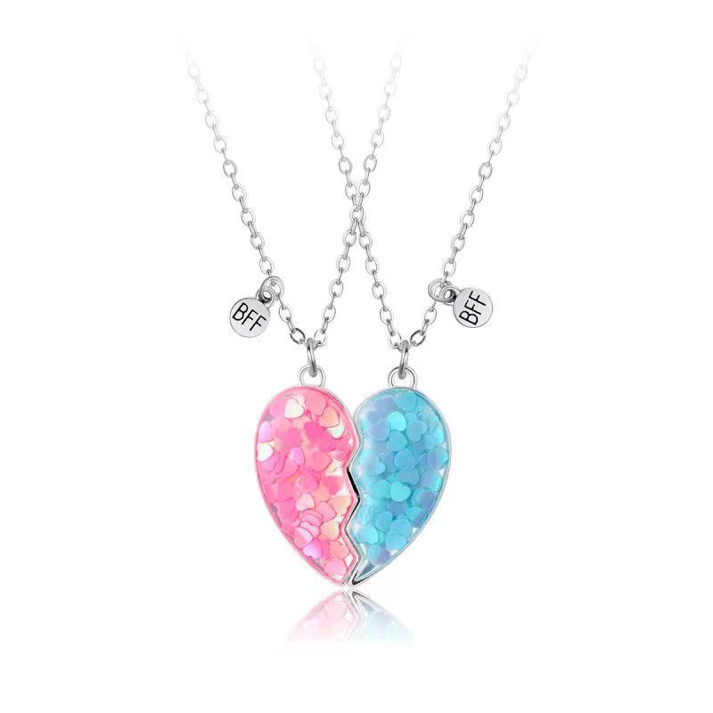 Wholesale Best Friend Necklace Set Magnet Pair of Sequins Onion Powder Glue