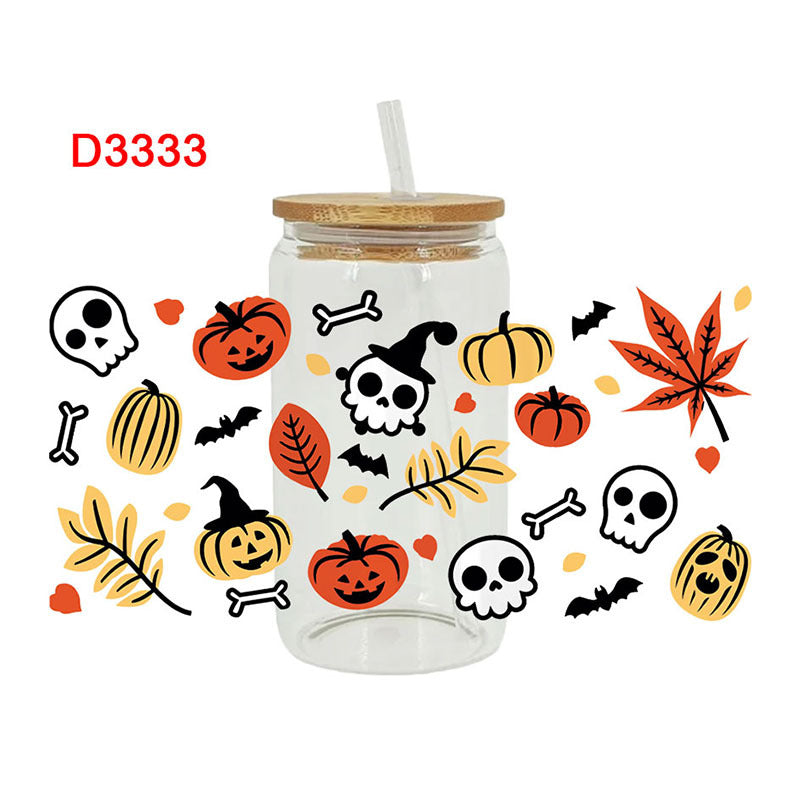 Wholesale Skeleton Ghost Halloween 16oz Cup UV DTF Wraps