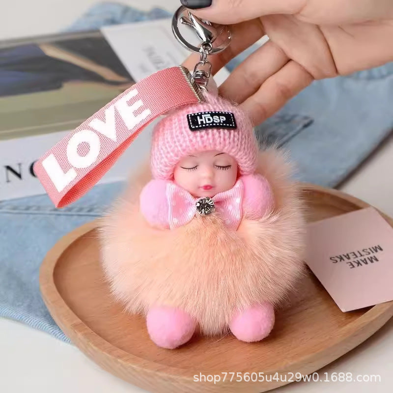 Wholesale Cute Fur Sleeping Doll Keychain