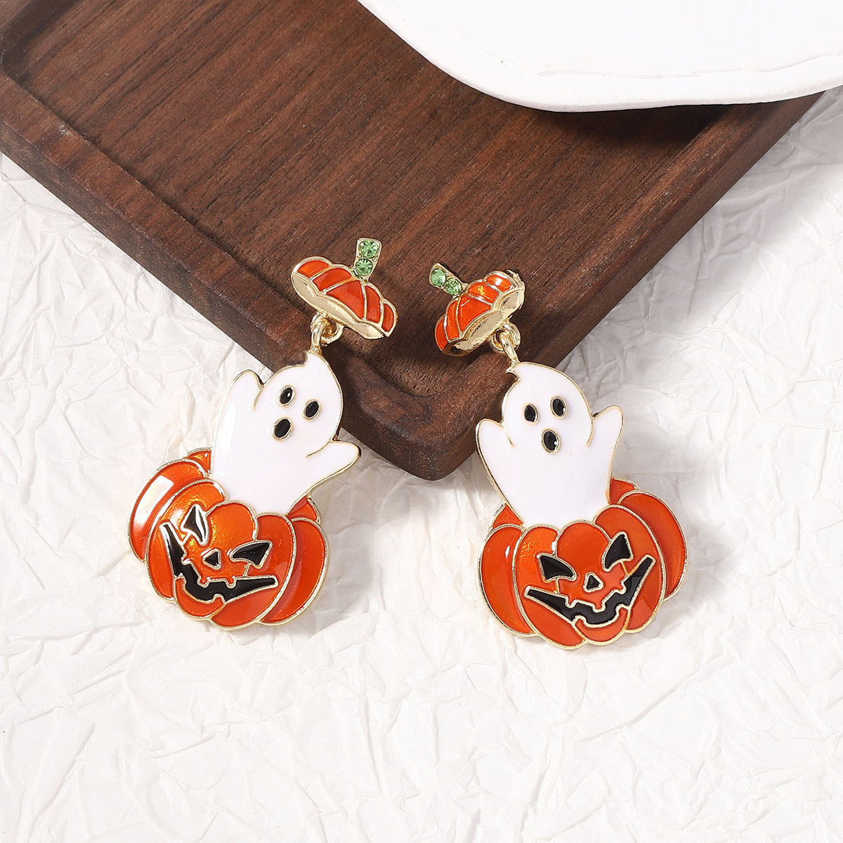 Wholesale Halloween Oil Drip Cute Cartoon Ghost Pumpkin Earrings