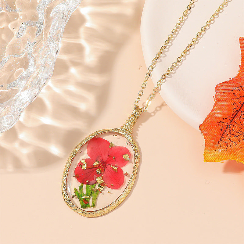 Wholesale Resin Dried Flower Handmade Epoxy Pendant Necklace