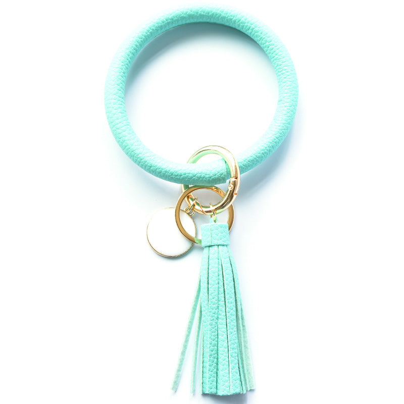 Wholesale Tie-dyed Bee Chrysanthemum Flag Simple Pu Leather Bracelet Keychain