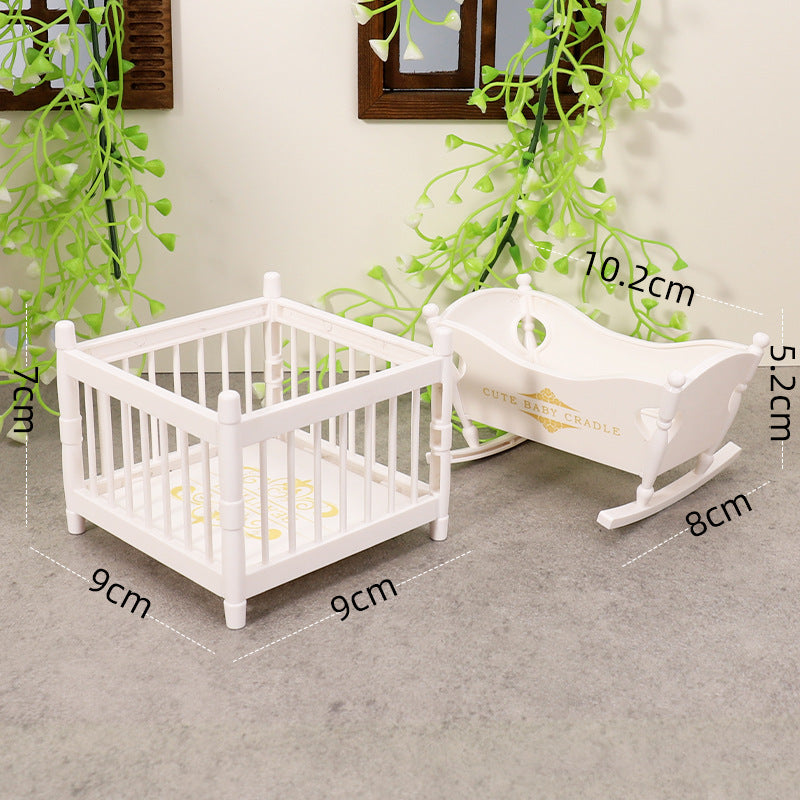 Wholesale miniature model furniture cradle crib surround bed Doll Accessories