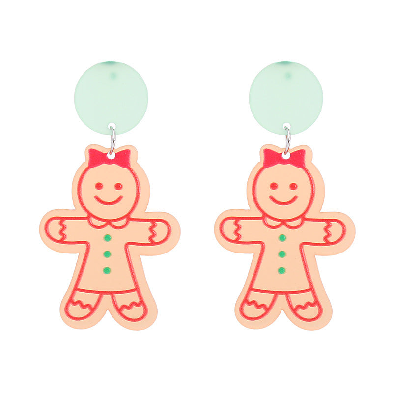 Wholesale Christmas Snowflake House Christmas Tree Gingerbread Man Acrylic Earrings