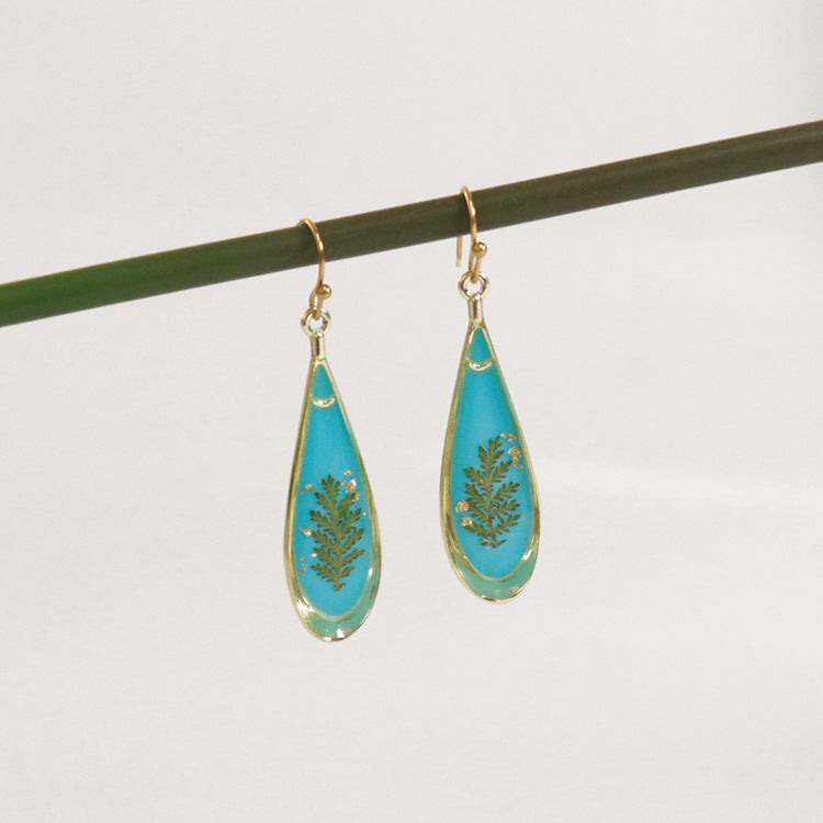 Wholesale 6pcs Plant Specimen Resin Colorful Dried Flower Earrings