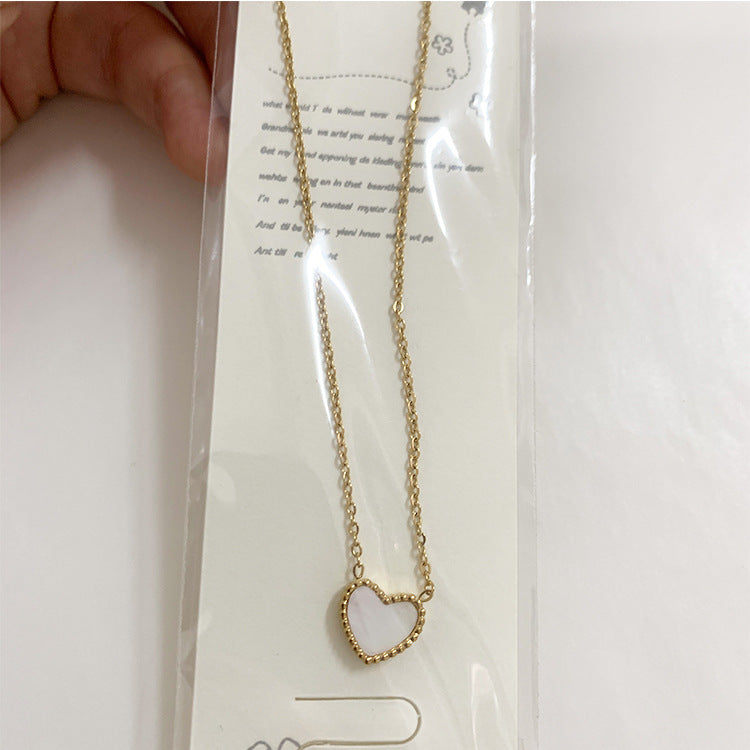 Wholesale Titanium Steel Double Sided Small Red Hearts Green Love Necklaces