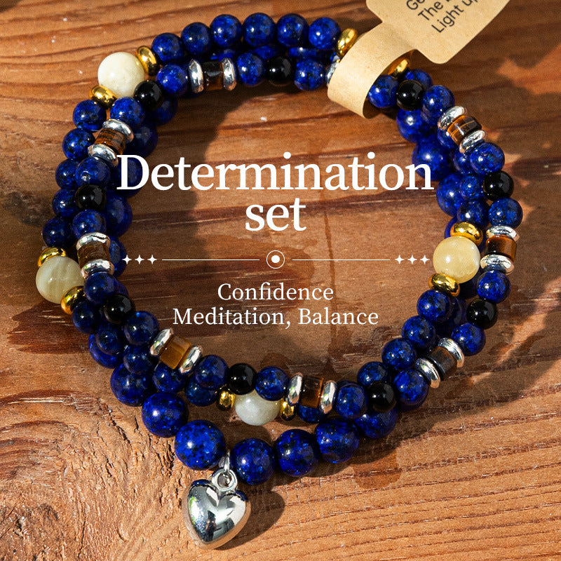 Wholesale Bohemian Love Stone Multi layered Stacked Crystal Bracelet