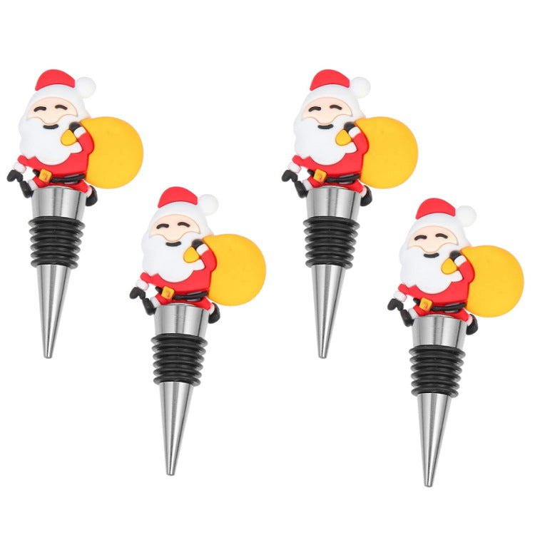 Wholesale Santa Claus PVC Wine Stopper Silicone Wine Bottle Stopper