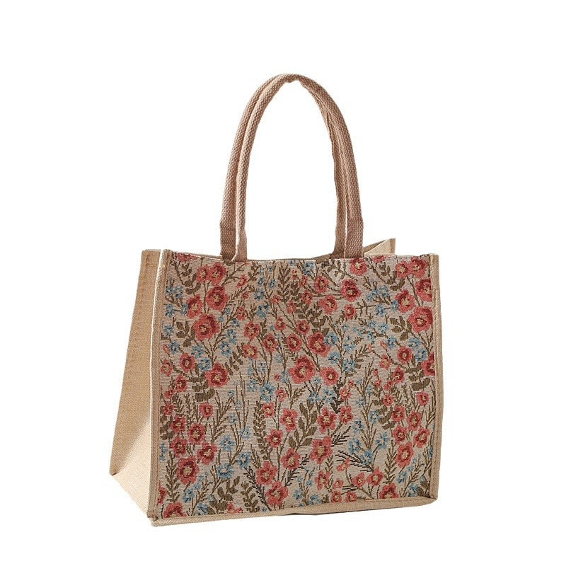 Wholesale Polyester cute cotton and linen portable large capacity commuter lunch bag tote bag canvas bag