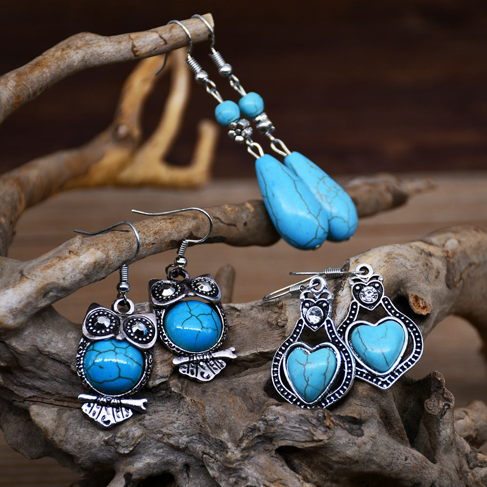 Wholesale Ethnic Style Owl Animal Flower Color Alloy Earrings