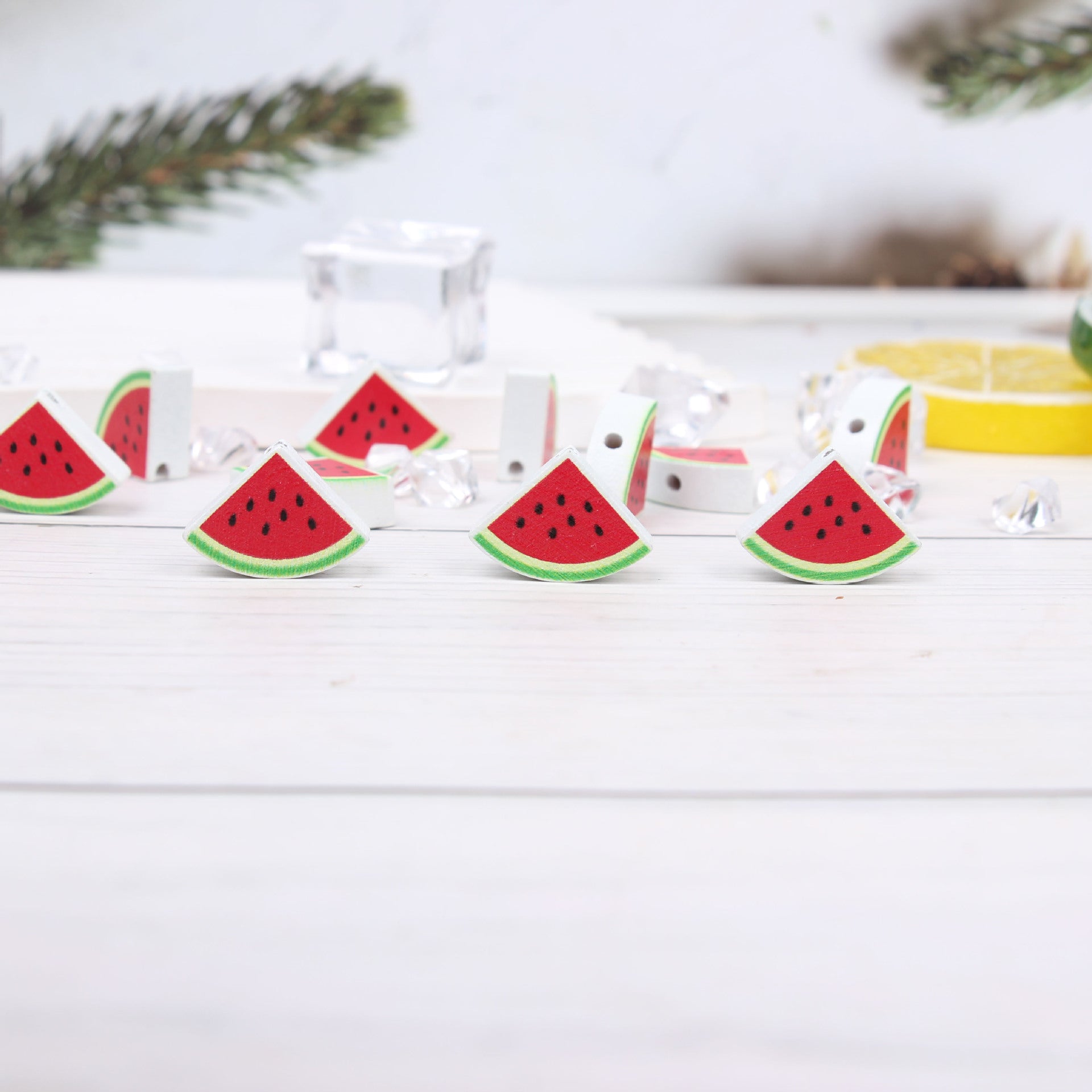 Wholesale 20pcs Summer Watermelon Dwarf Colorful Wooden Beads DIY Accessories