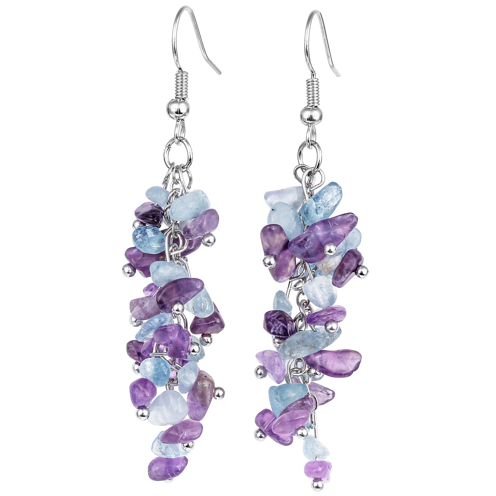 Wholesale Crystal Irregular Gravel Colored Grape String Tassel String Earrings